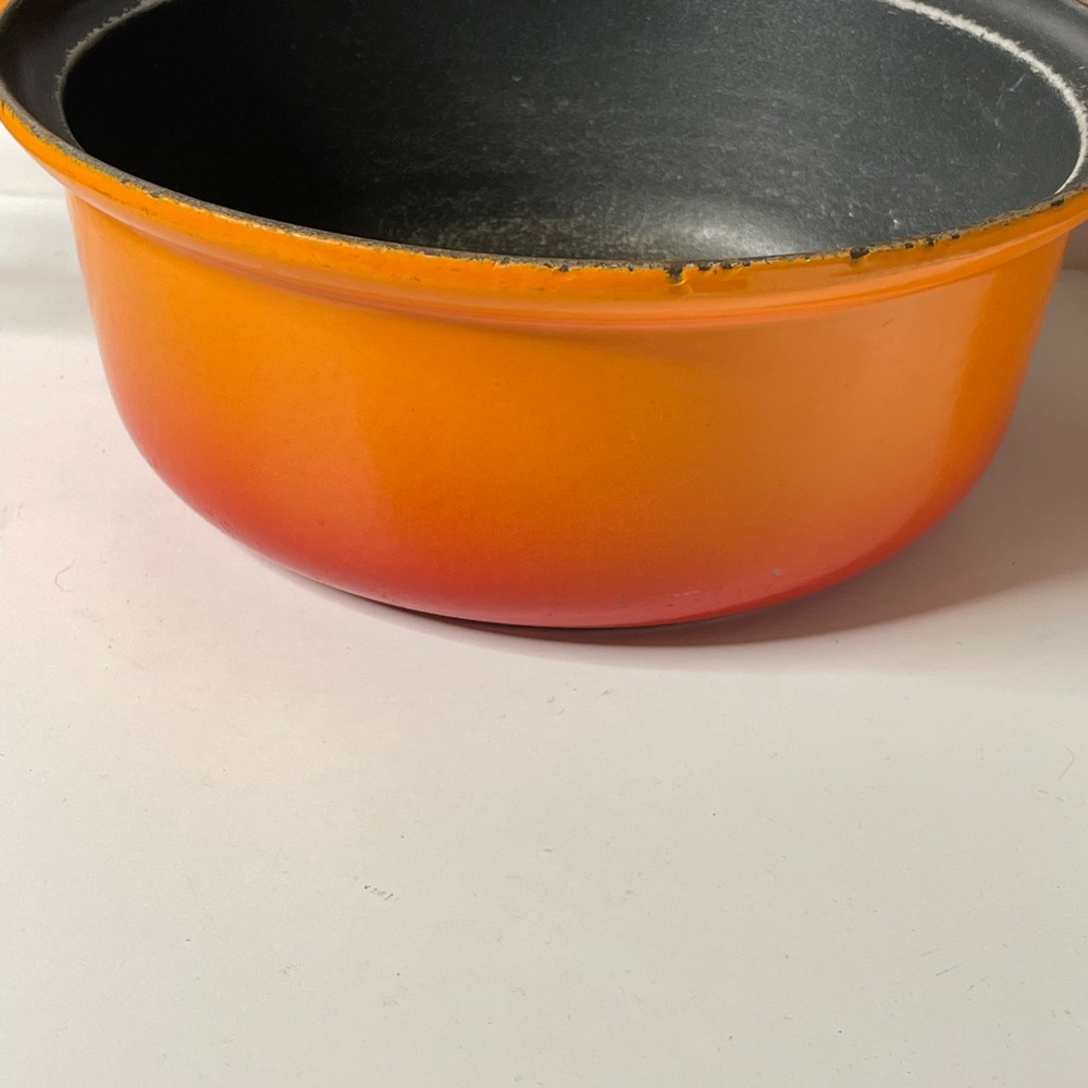 Le Creuset Flame Orange #22 Sauce Pan, 8-1/2", orange